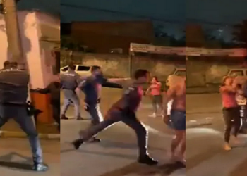 Policiais militares espancam família em Santo André (SP) Foto: Reprodução/ Twitter