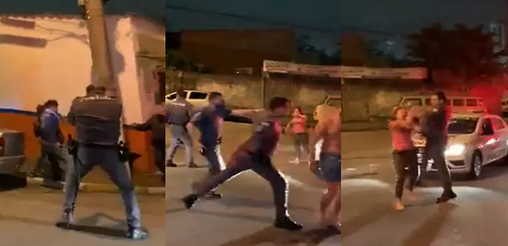 Policiais militares espancam família em Santo André (SP) Foto: Reprodução/ Twitter
