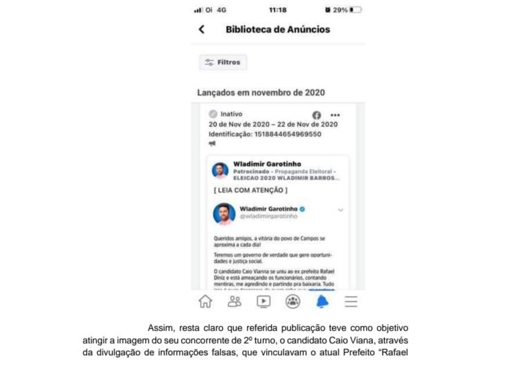 AIJE contra Wladimir Garotinho apresenta provas de Fake News nas eleições