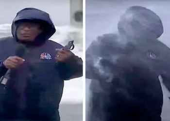 O repórter de 67 anos Al Roker é atingido por ondas causadas pelo furacão Ida (Foto: reprodução youtube)