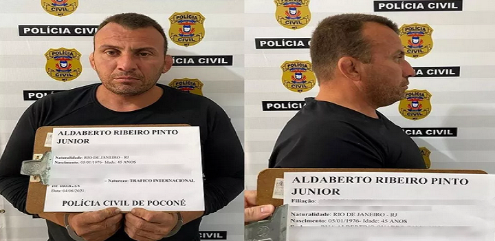Alberto Ribeiro Pinto Junior, de 45 anos, foi flagrado ateando fogo em uma vegetação na zona rural de Poconé. Ele estava com a prisão decretada pelo tráfico de drogas e confessou que pilotava o helicóptero.