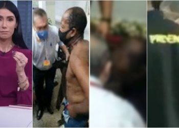 Apresentadora da TV Globo, Michelle Barros (esq) se emocionou com caso de homem negro humilhado no Supermercado Assaí (Foto: Reprodução)