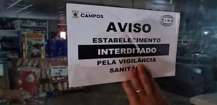 Vigilância Sanitária interdita supermecado no Parque Califórnia, em Campos, RJ