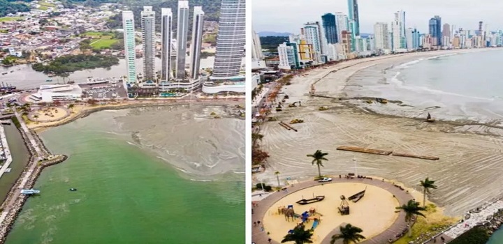 Alargamento no Molhe da Barra Sul, na Praia Grande de Balneário Camobriú — Foto: Secom/Balenário Camboriú