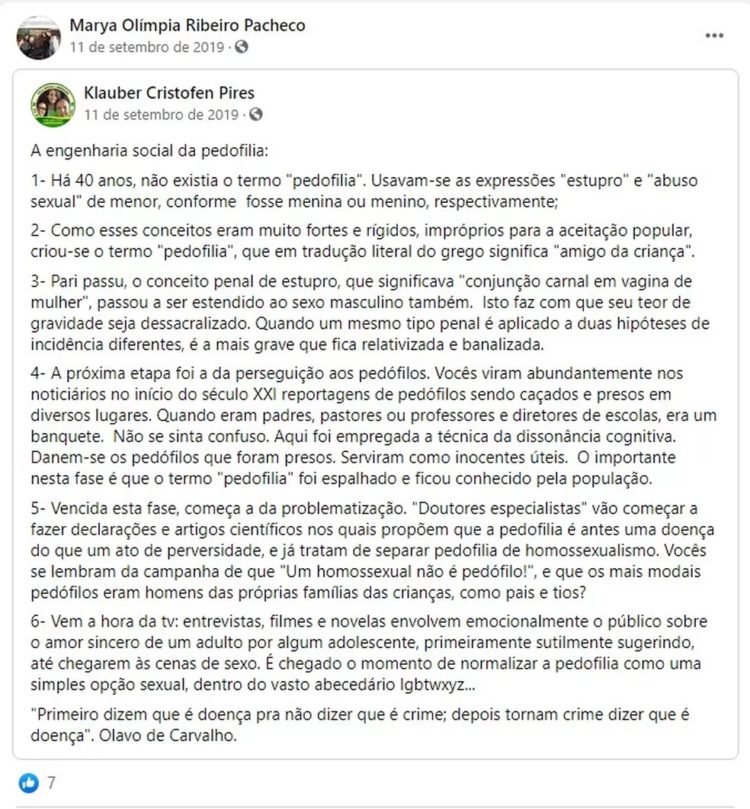 Postagem de promotora do DF com teor preconceituoso — Foto: Facebook/Reprodução