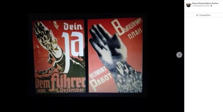 Cartaz com símbolos nazistas publicado por promotora do DF — Foto: Facebook/Reprodução
