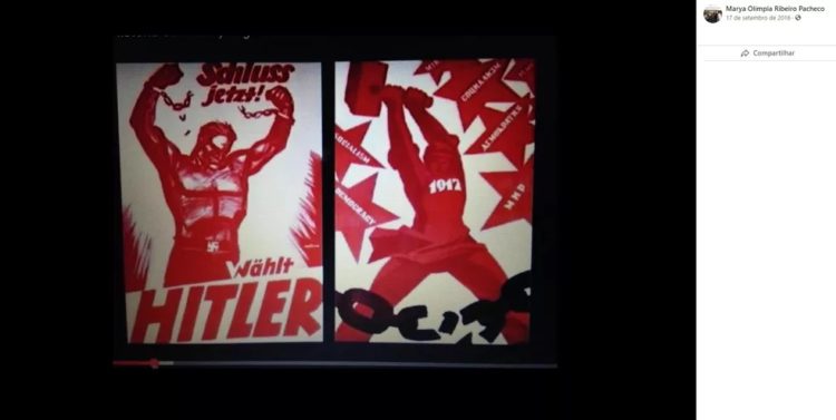 Cartaz com símbolos nazistas publicado por promotora do DF — Foto: Facebook/Reprodução