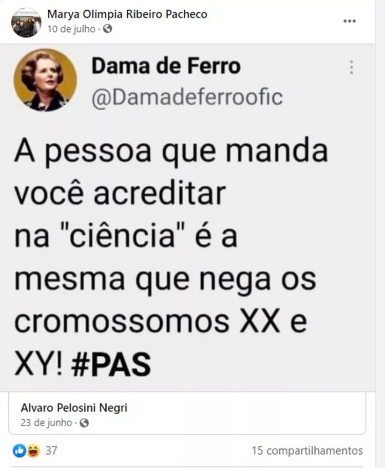Postagem de promotora do DF com teor preconceituoso — Foto: Facebook/Reprodução
