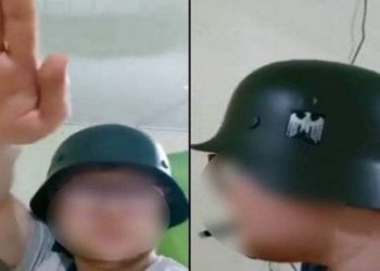 Homem com capacete nazista no RS