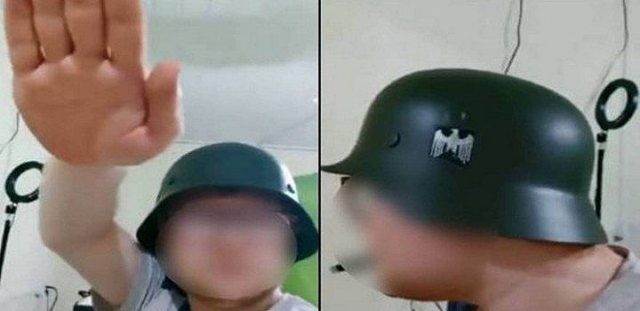Homem com capacete nazista no RS