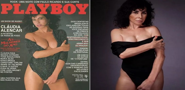 Claudia Alencar repete pose de capa da Playboy após 34 anos Aos 71 anos de idade, atriz foi musa da década de 1980