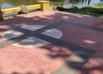 Suástica em Porto Alegre:Prefeitura informou que as cores e os traços do desenho fazem parte do projeto original do espaço