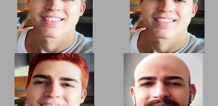 imagens mostram Marcos Vitor Aguiar Dantas Pereira, de 22 anos, com os cabelos ruivos e pretos, com e sem barba e até careca. A denúncia de uma prima, hoje com 13 anos, deu início às investigações sobre a conduta do rapaz.