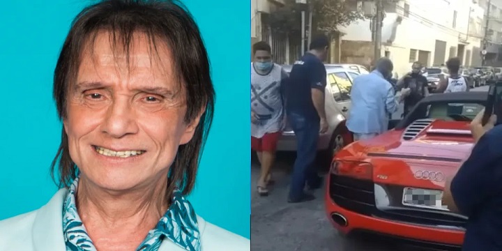 Roberto Carlos foi flagrado por fãs após seu carro parar na rua por falta de combustível