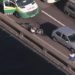Acidente foi no sentido Niterói, na subida do Vão Central. Motorista do automóvel foi atendida pelos socorristas.