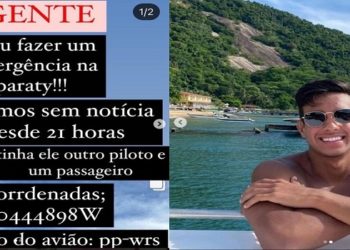 Postagem informa que aeronave de prefixo PP-WRS, com três pessoas, precisou realizar pouso de emergência sobre a água na região de Paraty