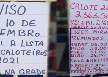 Um bar na zona norte de Sorocaba (SP) ficou conhecido nas redes sociais após o dono do estabelecimento instalar uma placa com uma lista dos "caloteiros premiados de 2021", na última semana.