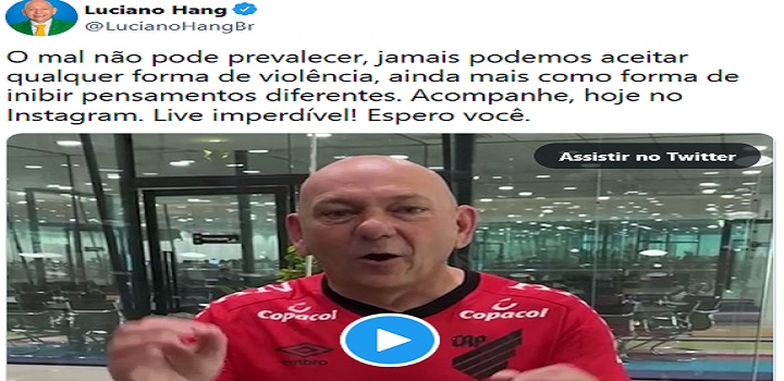 Véio da Havan foi atingido por copo em jogo do Athlético-PR na última quarta e foi às redes reclamar. "Vida virou um inferno", diz torcedor