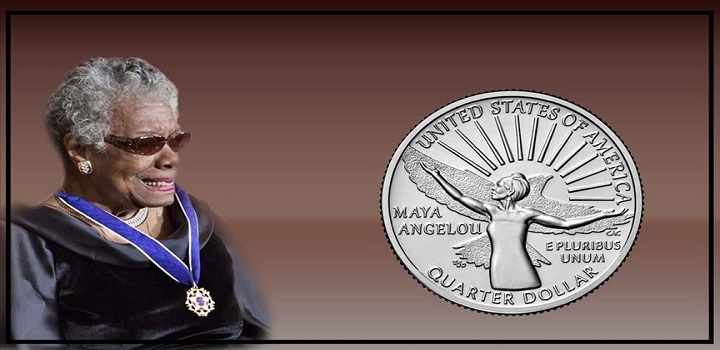 Poeta e ativista afro-americana Maya Angelou aparece na nova geração das 'quarters', as moedas de 25 centavos de dólar, que são as mais utilizadas no país.