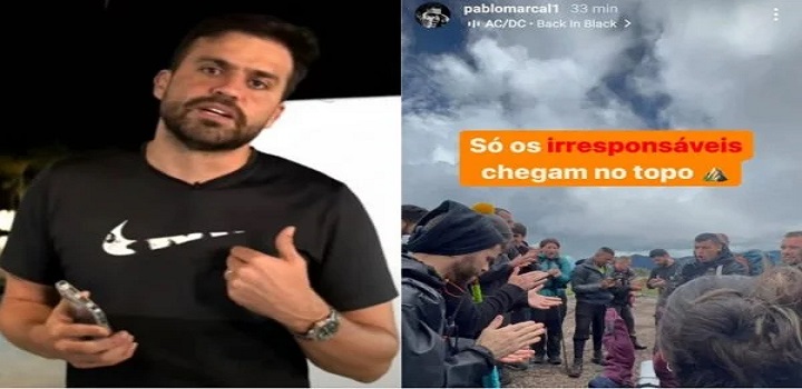 Pablo Marçal subia Pico dos Marins, em SP, com grupo de 32 pessoas, quando vendaval interrompeu ação e Bombeiros foram acionados