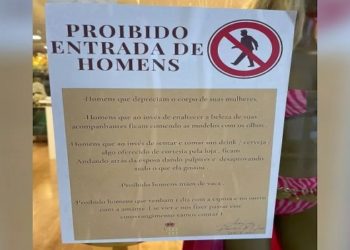 Andrea Costa, dona de um estabelecimento comercial do ramo de roupas e acessórios, decidiu fixar cartazes desautorizando a entrada de homens na loja situada no interior paulista.