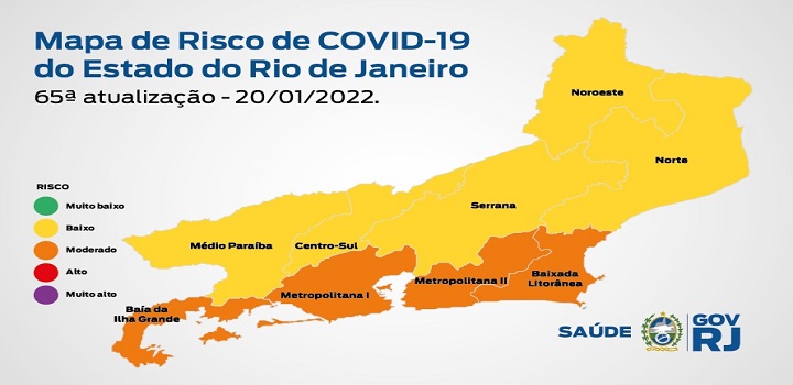 65ª edição do Mapa de Risco da Covid-19: confiram situação em todas a regiões do Estado do Rio