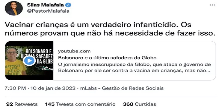 Malafaia postagem fake news