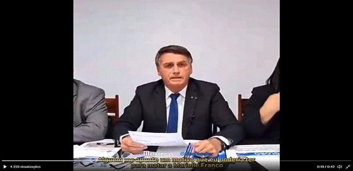 Em "ato falho", Bolsonaro liga morte de Adriano a Marielle e nega motivos para matar vereadora