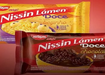 Miojo doce da Nissin sabor chocolate e beijinho