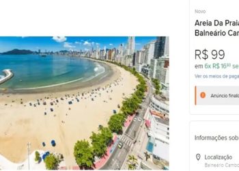Mercado Livre vende areia de Balneário Camboriú