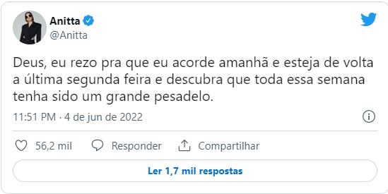 Saiba sobre o desabafo de Anitta nas redes sociais
