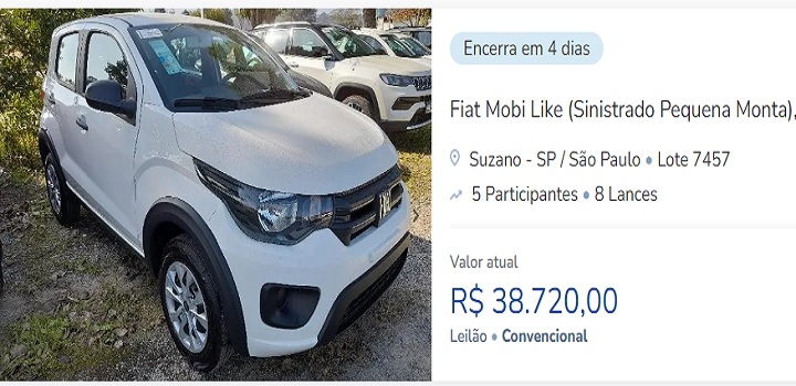 A Mapfre, multinacional especializada em seguros, promove um leilão com 43 veículos zero quilômetro no dia 19 de agosto, às 12 horas, por meio da plataforma Superbid.