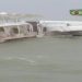 Boate flutuante destruida pelo ciclone em Santa Catarina
