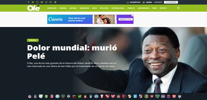 Imprensa morte de Pelé