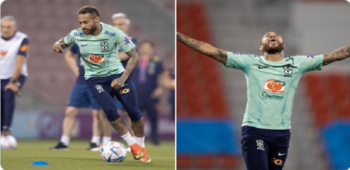 Neymar treina com bola