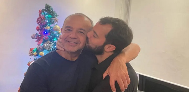 Sergio Cabral com o filho após ser solto