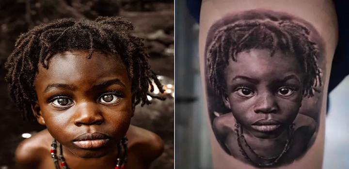A microempresária Preta Lagbara, mãe do menino Ayo, de 4 anos, que teve o rosto tatuado no corpo de uma pessoa desconhecida