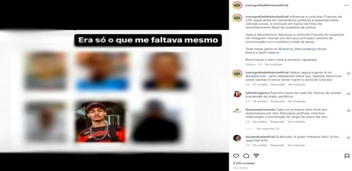 Estudante de Ciências Sociais acusa método de ser racista ao associar a imagem dele e de pessoas da periferia a crimes;