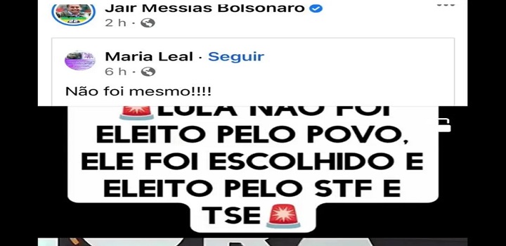 Bolsonaro questiona vitória de Lula