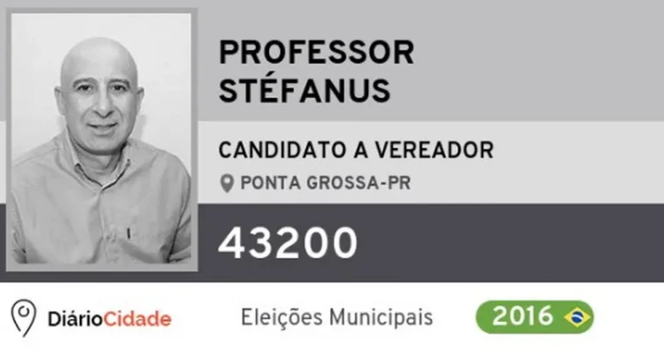Stefanus Alexssandro Franca Nogueira foi candidato a vereador na cidade paranaense de Ponta Grossa, nas eleições de 2016. — Foto: Reprodução