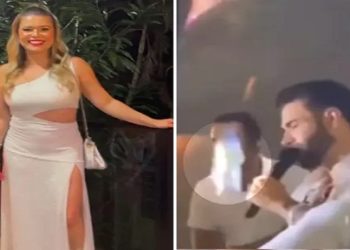 MULHER JOGA GARRAFA DAGUA EM GUSTTAVO LIMA