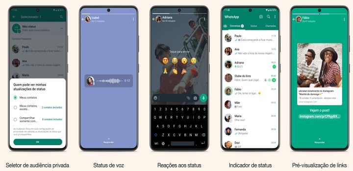 novidades no status do whatsapp