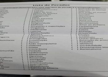 lista de pecados de igreja