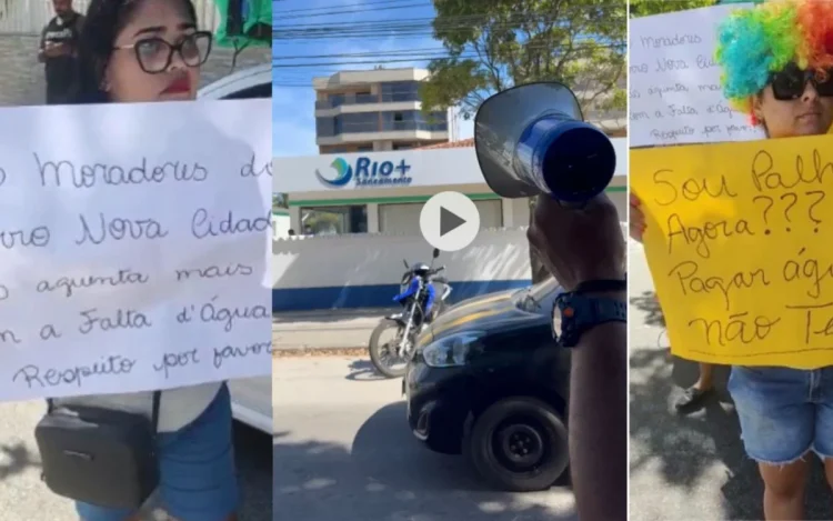 Falta de água em Rio das Ostras-RJ: moradores protestam em frente a concessionária Rio+Saneamento