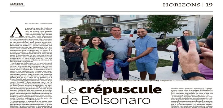 Matéria sobre vida de Bolsonaro nos EUA