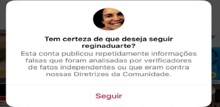 instagram informações falsas regina duarte
