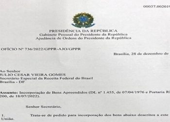 oficio para liberação de joias de bolsonaro
