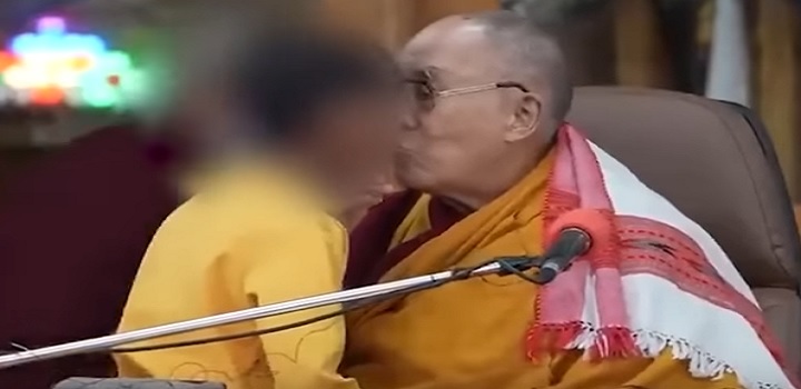 Vídeo do dalai lama beijando criança