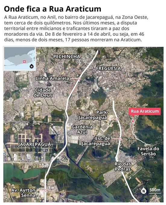 Veja onde fica a Rua Araticum — Foto: Editoria de Arte - O GLOBO