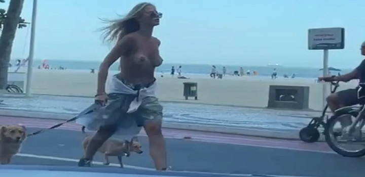 Mulher presa após fazer top less em balneário camboriú
